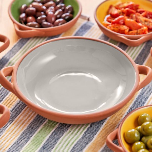 Glazed Terracotta Tapas Dish - Stone - Large